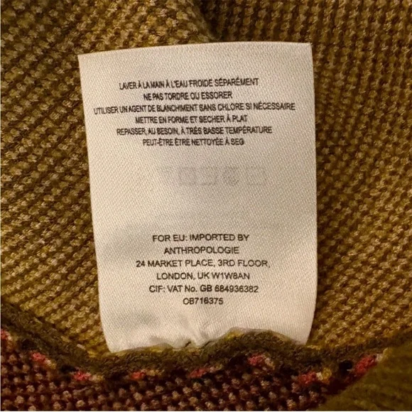 Anthropologie Knitted Knotted Olive Green MockNeck Abstract Floral Sweater sz M - Picture 14 of 16